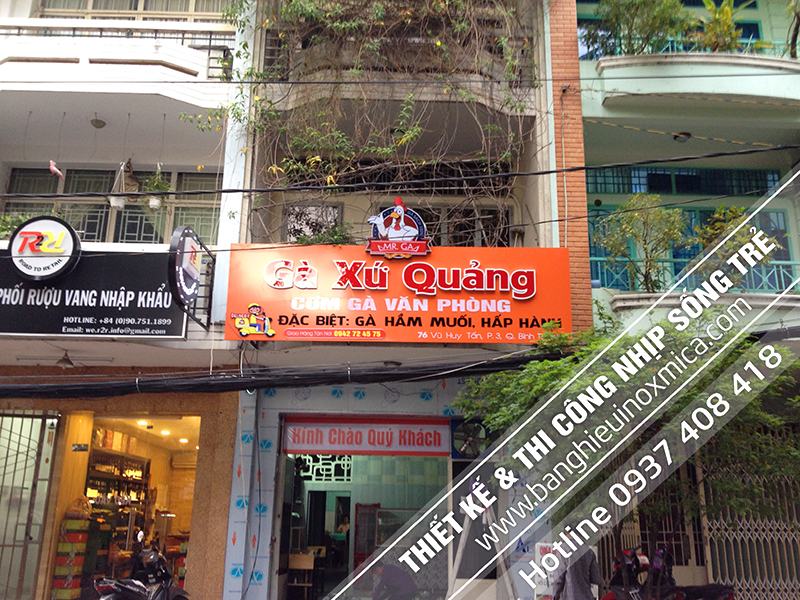 Thi công mặt dựng alu chữ nổi mica đèn led cửa hàng MR.GA. Vũ Huy Tấn, Q. Bình Thạnh