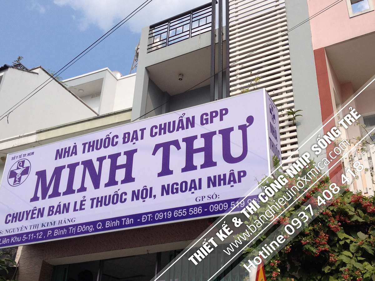 Thi công bảng hiệu hiflex Nhà thuốc Minh Thư. Liên Khu 5-11-12 - Q. Bình Tân
